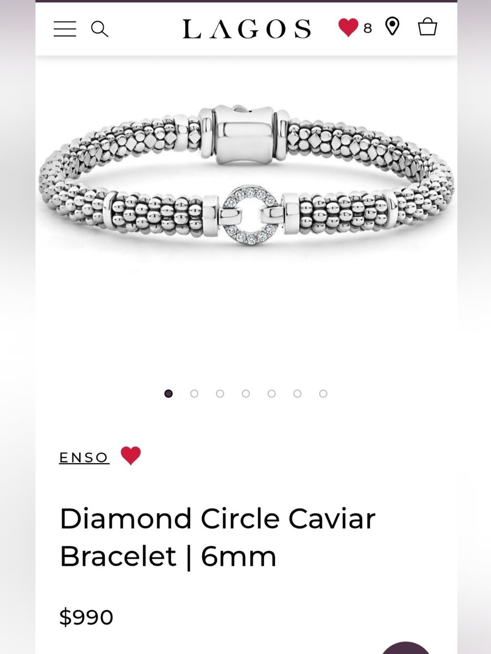 LAGOS Enso Diamond Circle Caviar Bracelet in Sterling Silver